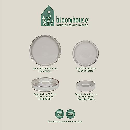 Moonstone White Santorini Mist Double Bowl Terracotta Dinnerware Set for 4 - Oprah's Favorite