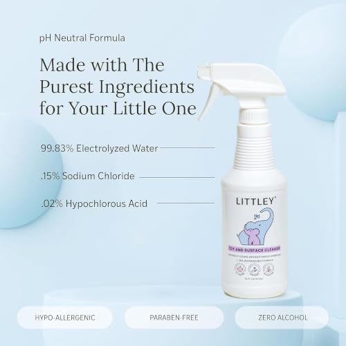 Littley 16 oz Hypochlorous Acid Surface & Toy Cleaner 2 Pack - Alcohol-Free, Gentle & Safe for Baby Surfaces