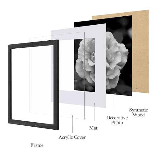 Gallery Wall Picture Frames Set of 9 - Black 20x20 Inches with Acrylic Cover - Includes 16x16 Size Variant