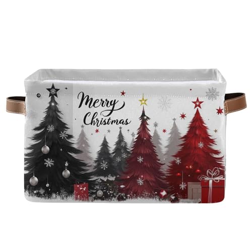 Wamika 1 Pack Christmas Tree Storage Basket with Waterproof Liner & Handles, 14.2 Inches, Collapsible Xmas Organizer