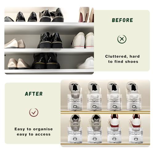 FENRUNXU Transparent Shoe Slots Organizer 36 Pack Space-Saving Shoe Storage