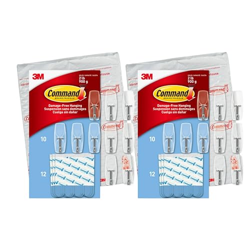 Command Clear Medium Wire Toggle Hooks - 20 Hooks & 24 Strips - Damage-Free Hanging for Holiday & Home Organization - Variation of 20 Hooks