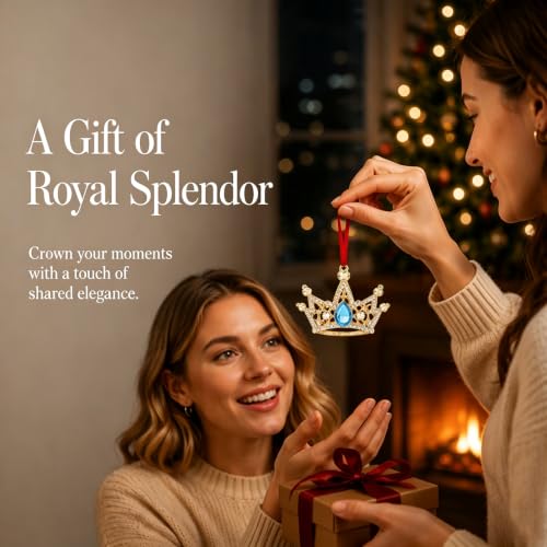 Blue Princess Crown Christmas Ornament - Royal Regal Holiday Decor Gift