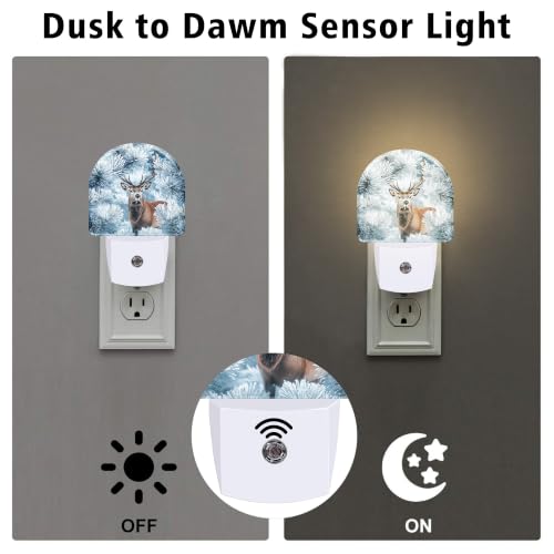 sndheke Night Light with Dusk-to-Dawn Sensor, Plug-In Deer 34 Color