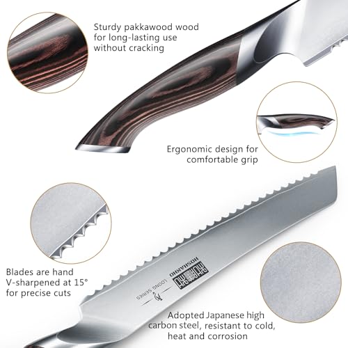 HOSHANHO 8-Inch Ultra Sharp Japanese Serrated Bread Knife - Professional Kitchen Tool
