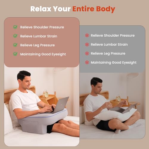 Keduwa L-Gray Reading Pillow with Lap Desk & Arm Support