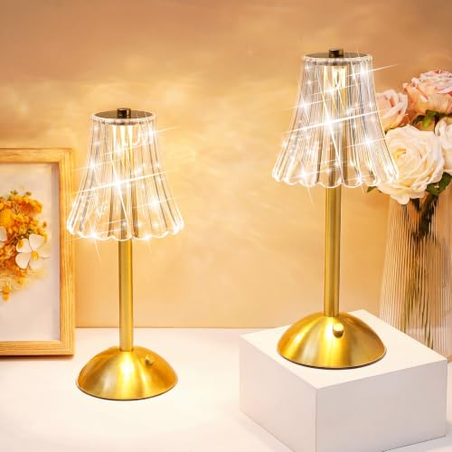 Liliful Cordless LED Touch Table Lamp - Gold and Rose Style, 4 Pack