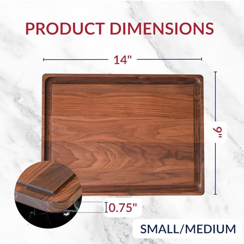 Walnut Wood Reversible Cutting Board - Made in USA, Food Safe & Knife-Friendly
