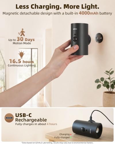 Rechargeable Motion Sensor Wall Light - Black, 4 Pack LED Sconces