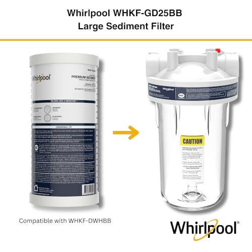 Whirlpool 10x4.5 Inch Whole House Sediment Water Filter Cartridge - 1 Pack, 25 Micron NSF Certified Replacement