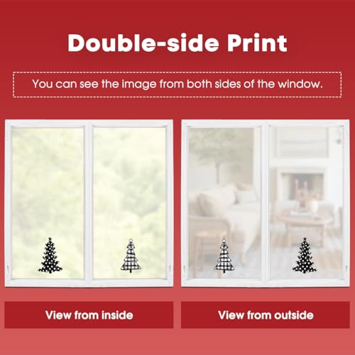 Horaldaily 123 PCS Christmas Window Cling Sticker, Black Red Xmas Tree Snow for Home Party Supplies Shop Window Glass Display Decoration