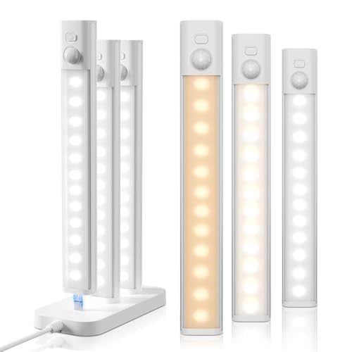 Under Cabinet Lighting with Charging Station - 6 Pack, Battery Operated, Motion Sensor, Dimmable & Adjustable Color