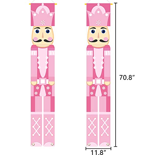 Pink Nutcracker Porch Banner Welcome Hanging Sign Christmas Indoor