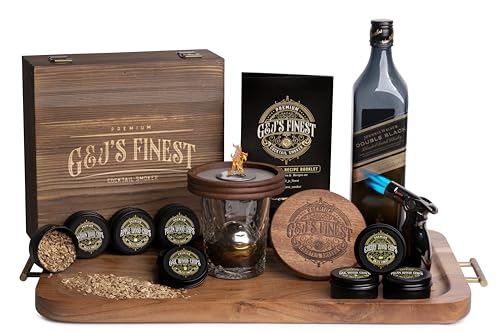 G&J's Finest Mahogany Whiskey Smoker Kit with Quad Torch & Gift Set — Classic Box
