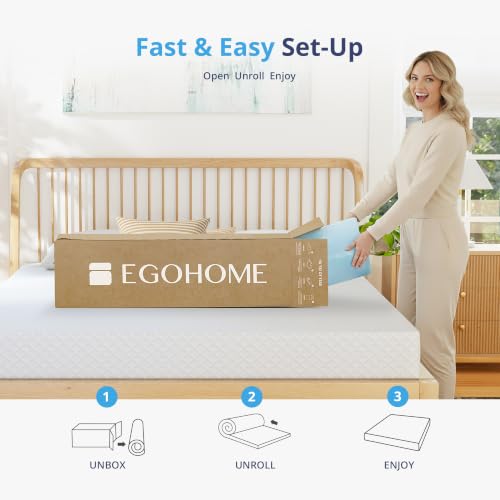 EGOHOME Queen Memory Foam Mattress Topper 3 Inch Cooling Gel Infused