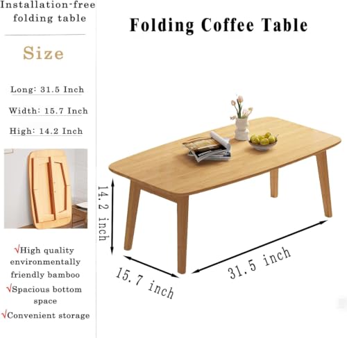 Multi-Purpose Japanese Floor Coffee Table Bamboo Folding Desk for Laptop, Tea & Meditation
