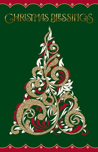 Christmas Blessings Greeting Cards Set - 18 Holiday Boxed Cards with Scripture & Gold Accents