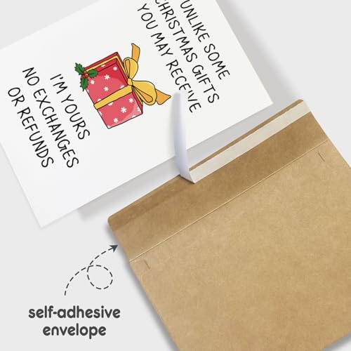 Naixiwen 074 Romantic Christmas Card for Him & Her – Funny I’m Yours; No Exchanges No Refunds