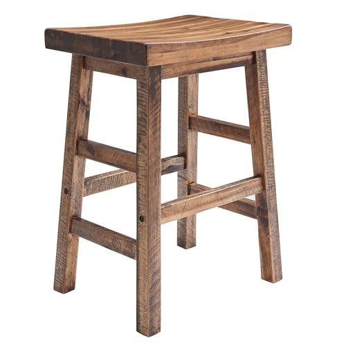Alaterre Durango 26-Inch Solid Wood Rustic Counter Stool with Industrial Design