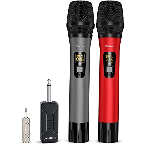 Wireless Karaoke Microphone System with Rechargeable Receiver - Red & Grey Variation