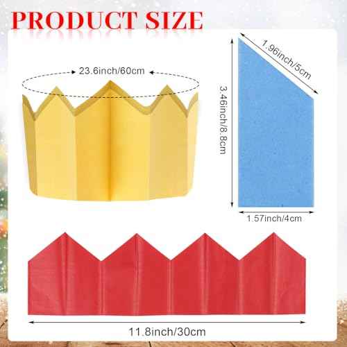 CCINEE 100Pcs Christmas Paper Crowns Hats for Crackers, Christmas Cracker Hats Bulk DIY Xmas Party Hat for Popper Fillers Holiday Party Favor