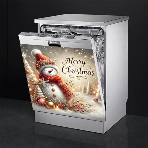 BVBOX Christmas Snowman Dishwasher Magnet Cover 23x26 Inch Reusable Magnetic Refrigerator Cover