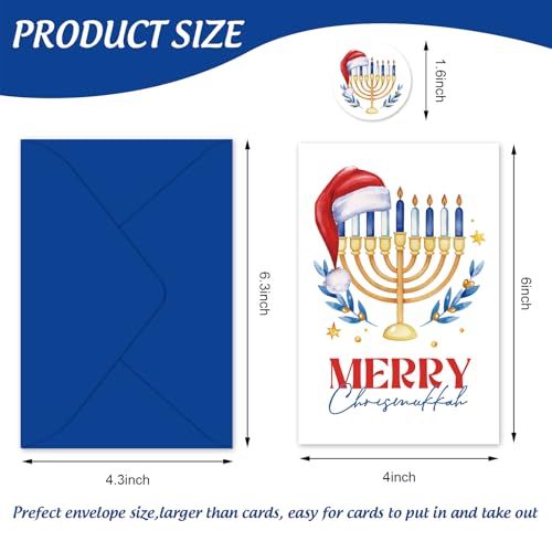 Whaline Hanukkah Candlestick Christmas & Hanukkah Greeting Card Set 24 pcs