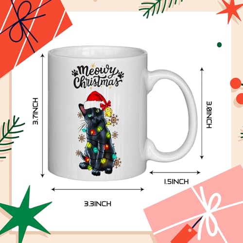NATSUNO Black Cat Coffee Mug - Funny Christmas Cat Gift, 11oz