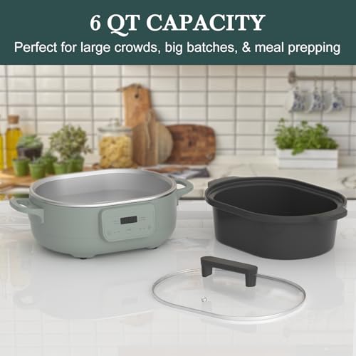 6 Quart Programmable Slow Cooker with Removable Nonstick Pot - Olive Variation