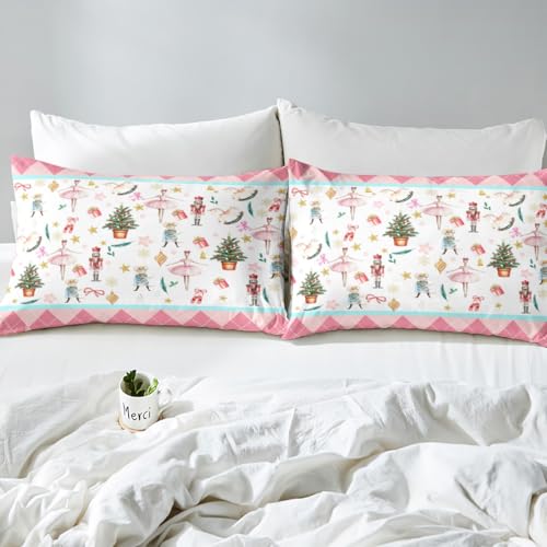 Feelyou Christmas Twin Bedding Set for Kids - Pink Nutcracker 3D Print