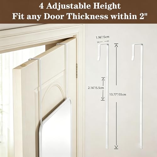 DMWOODFL 48x14 Rounded Rectangle Over The Door Mirror Silver White No Drill Installation