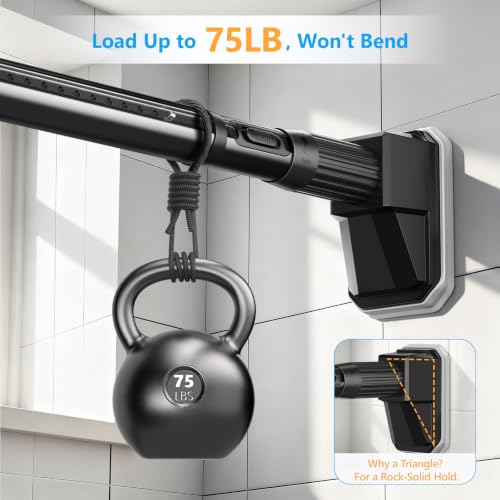 Heavy Duty Tension Curtain Rod - No Drilling, 41-139 Inch, Black
