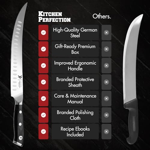 10-Inch Butcher Knife for Meat Cutting - Heavy Duty BBQ Brisket Knife - Kitchen Perfection