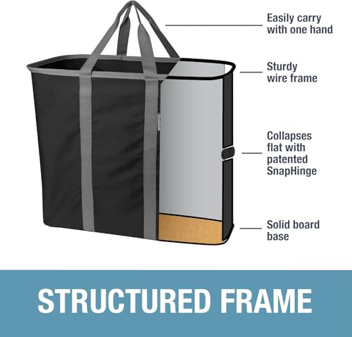 CleverMade Collapsible Laundry Caddy 2-Pack Midnight Black & Shadow Gray
