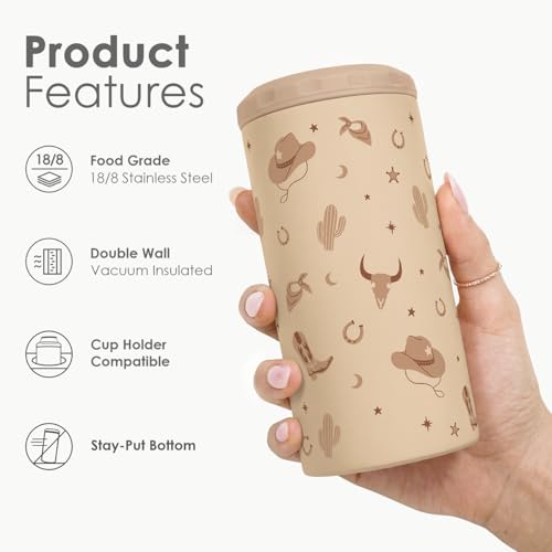 Cowgirl Brown 12oz Travel Mug - Stainless Steel Insulated Cup, Koozie Style Gift for Women