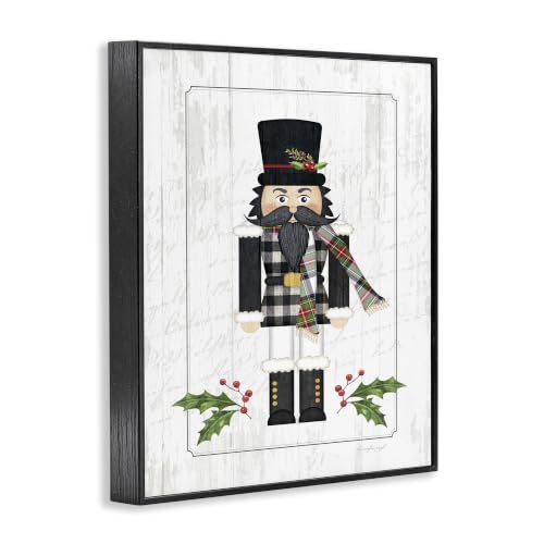 Holly Nutcracker Plaid Framed Art Print - 16x20 Inches, Black Frame, Holiday Wall Decor - Variation: Holly Nutcracker Plaid / Black / 20"L x 16"W