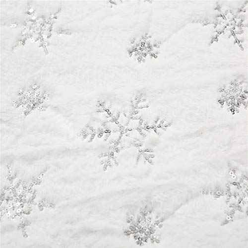 Christmas Sequin Tree Skirt 30in,White Soft Thick with Silver Snowflakes Decorations for 3FT 4FT 5FT Xmas Tree