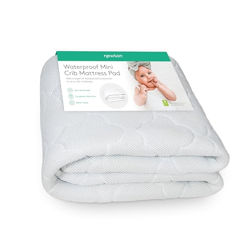 Waterproof Mini Crib Mattress Pad - Breathable, Machine Washable, 38 x 24 Inches