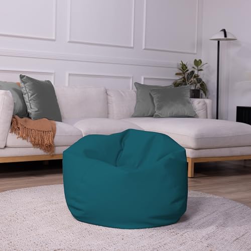 Kids 30-Inch Vinyl Bean Bag Chair - Peacock, Lightweight & Supportive