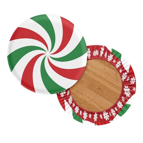 Christmas Round Stool Seat Covers Set of 4, Xmas Elastic Chair for
