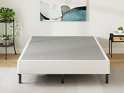 Queen Box Spring 9 Inch Metal Support Frame with Fabric Cover - Heavy Duty, Noise-Free, Easy Assembly