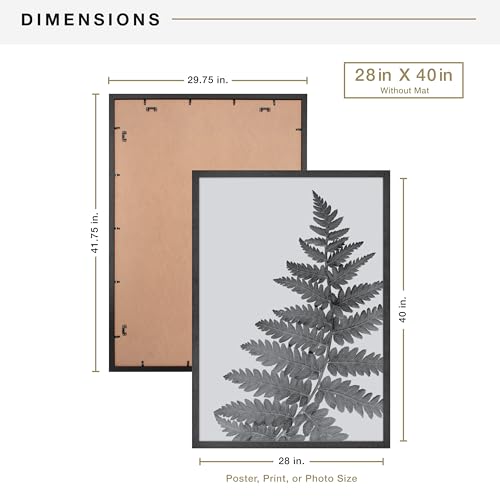 MCS Studio Gallery Poster Frame 28x40 with Mat, Black Woodgrain - 24x36 Display
