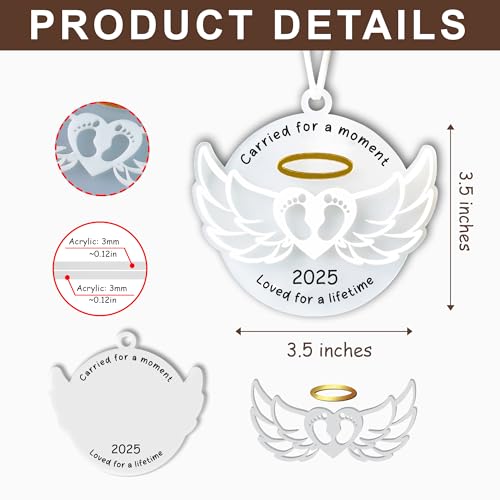 Angel Baby Memorial Hanging Ornament, Carried For A Moment Loved For A Lifetime, Acrylic, Christmas