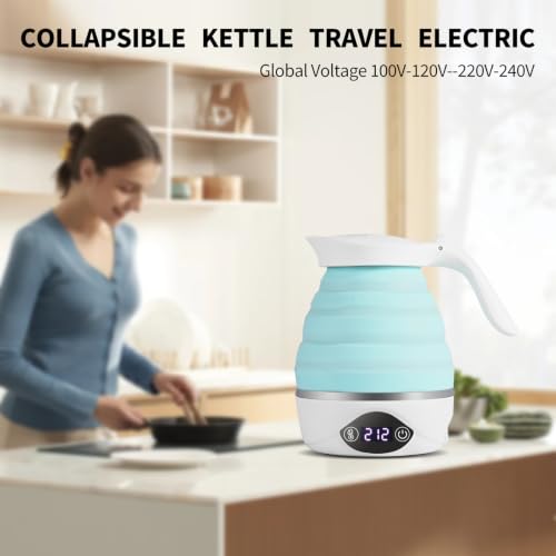 Collapsible Travel Electric Kettle 700mL, Fast Boil & LCD Temp Control