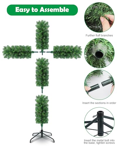 Leyndo 4 ft Cross Christmas Tree with Lights - Prelit Artificial Xmas Decor
