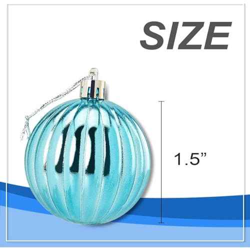 Juvale Aqua Mini Shatterproof Glitter & Mirror Ball Ornaments - 1.5-Inch Teal & Silver 48-Pack - Shatterproof Ornaments for Mini Tree