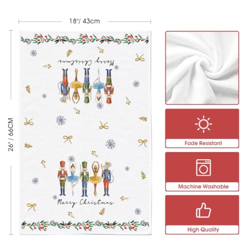 Artoid Mode Christmas Nutcrackers & Kitchen Towels Set of 2 18x26 Beige