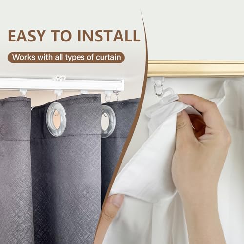 MaKefeile 12FT Ceiling Curtain Track Kit White Wall & Ceiling Mount Sliding Door Rails