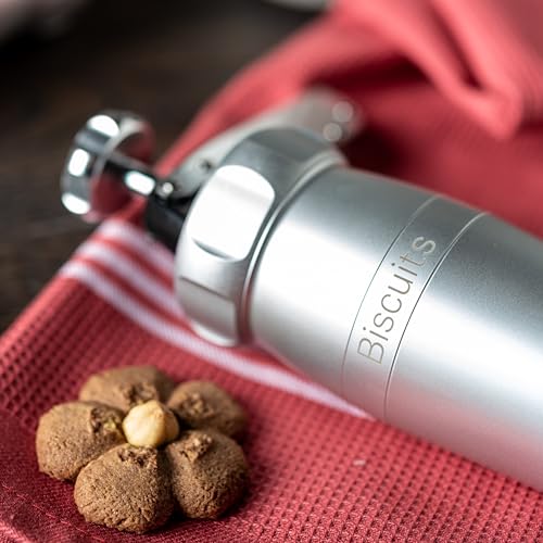 Silver Biscuit Cookie Press with 20 Shapes & 2 Sizes - Made in Italy