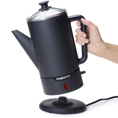 Presto Black 12-Cup Cordless Stainless Steel Coffee Percolator
